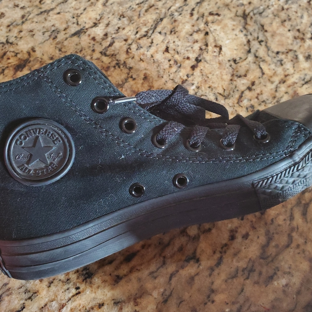 All Black converse high tops